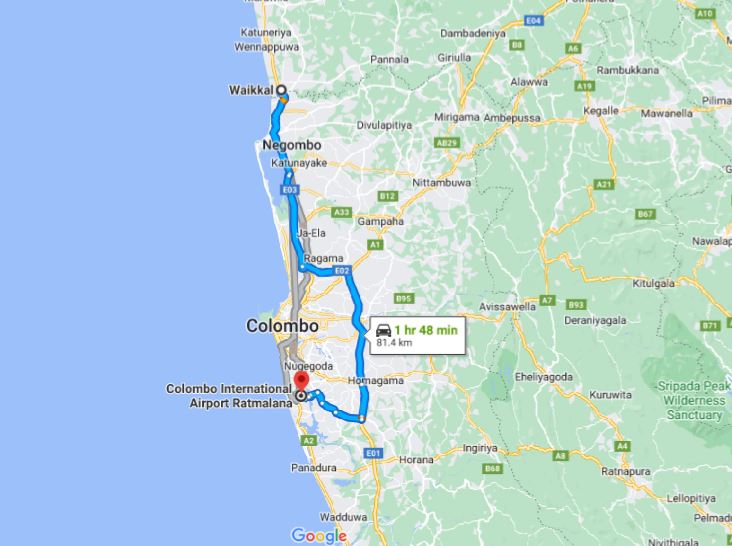 Privater Transfer von Waikkal City zum Flughafen Colombo (CMB)