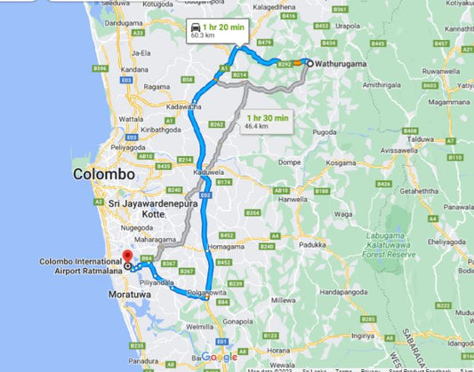 Privater Transfer von Wathurugama City zum Flughafen Colombo (CMB)