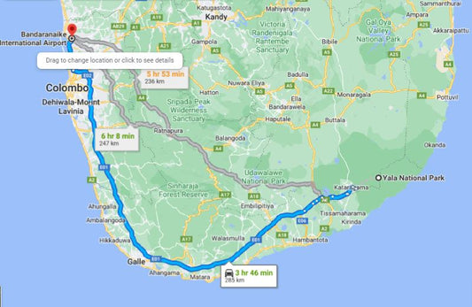 Privater Transfer von Yala City zum Flughafen Colombo (CMB)