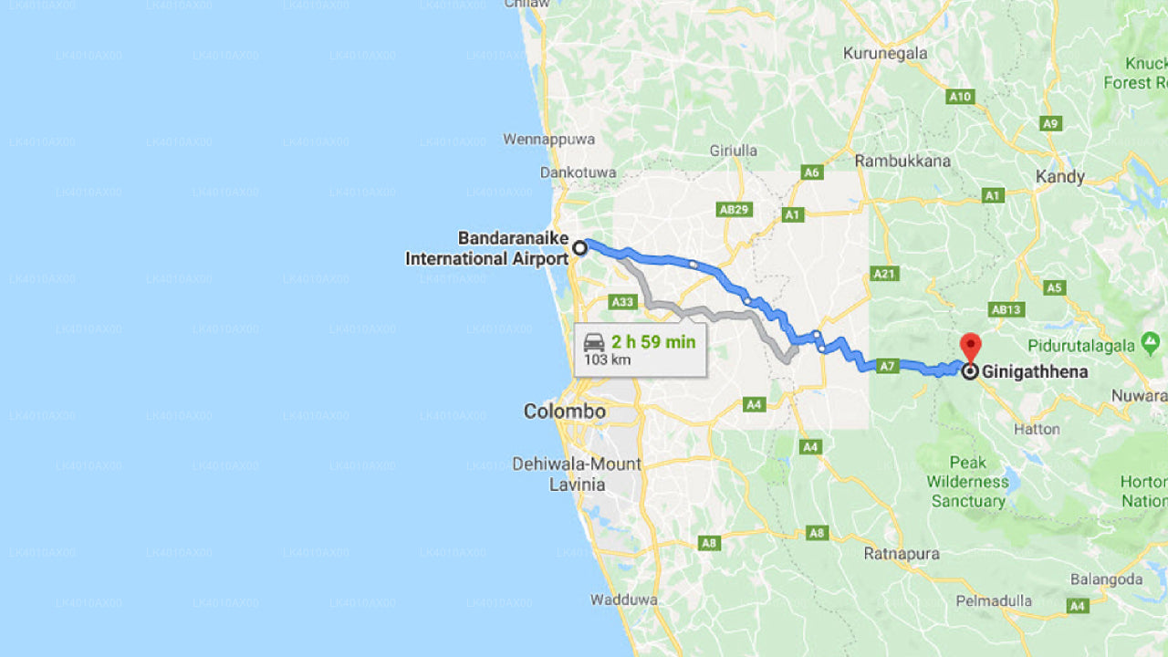 Privater Transfer vom Flughafen Colombo (CMB) nach Ginigathhena City