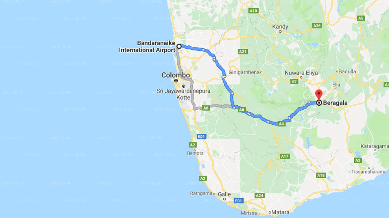 Privater Transfer vom Flughafen Colombo (CMB) nach Beragala City