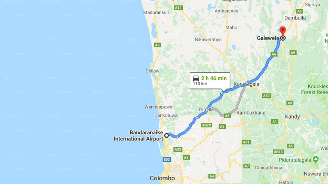 Privater Transfer vom Flughafen Colombo (CMB) nach Galewela City
