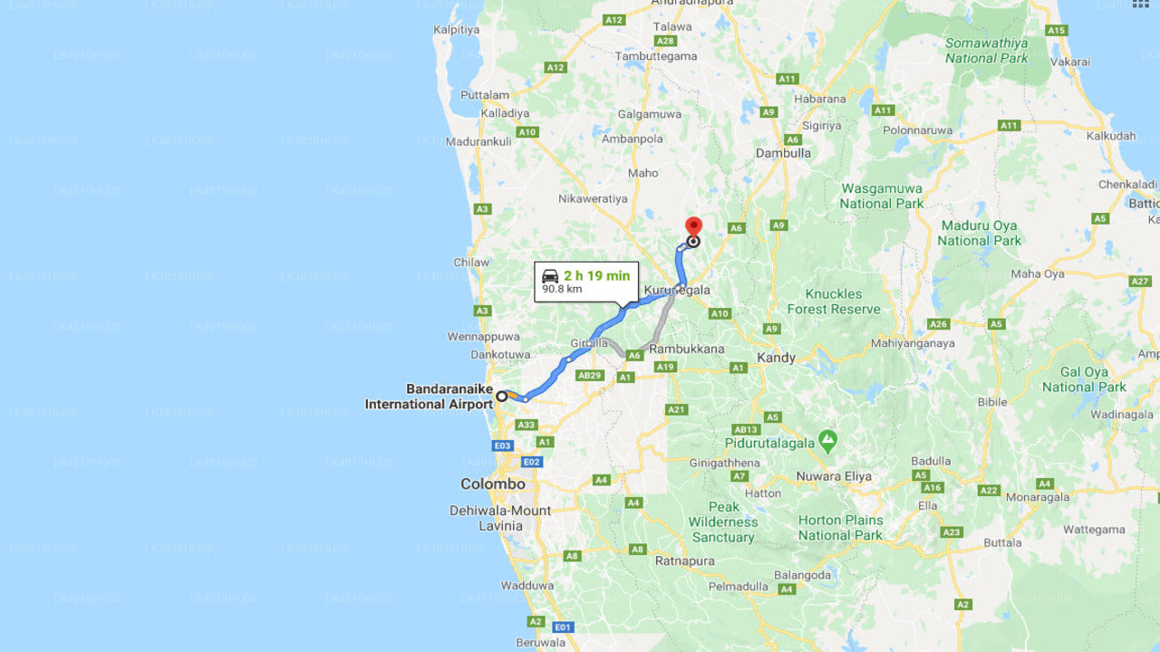 Privater Transfer vom Flughafen Colombo (CMB) nach Dolukanda City