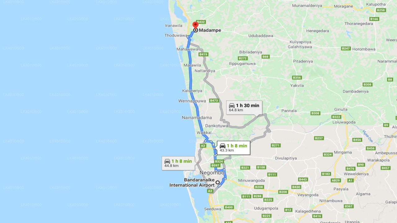 Privater Transfer vom Flughafen Colombo (CMB) nach Kuswala City