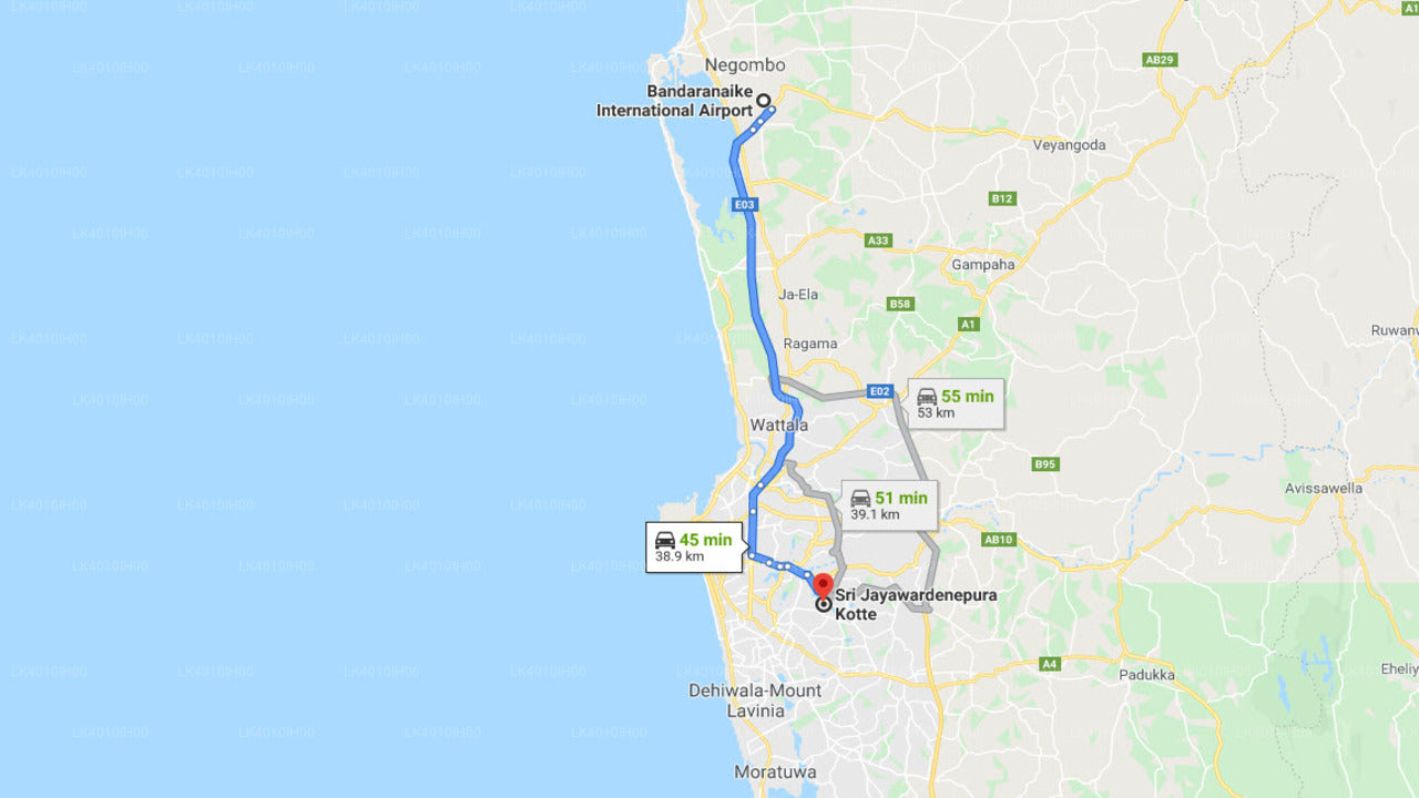 Privater Transfer vom Flughafen Colombo (CMB) nach Kotikawatta City