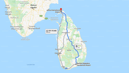 Privater Transfer vom Flughafen Batticaloa (BTC) zum Flughafen Jaffna (JAF).