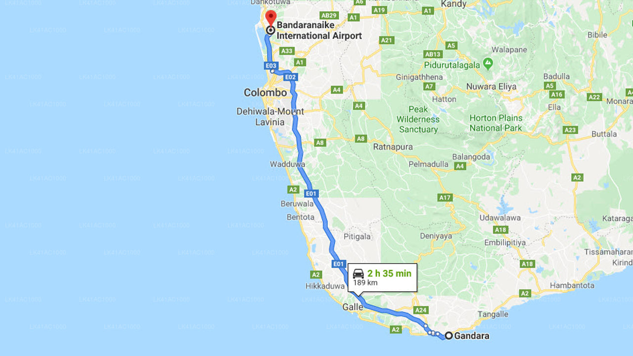 Privater Transfer von Gandara City zum Flughafen Colombo (CMB).