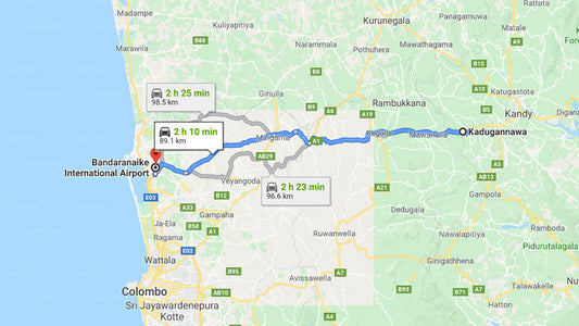 Privater Transfer von der Stadt Kadugannawa zum Flughafen Colombo (CMB).