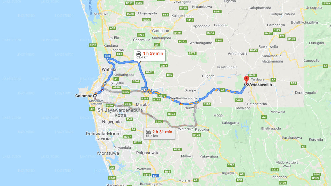 Privater Transfer von Colombo City nach Avissawella City