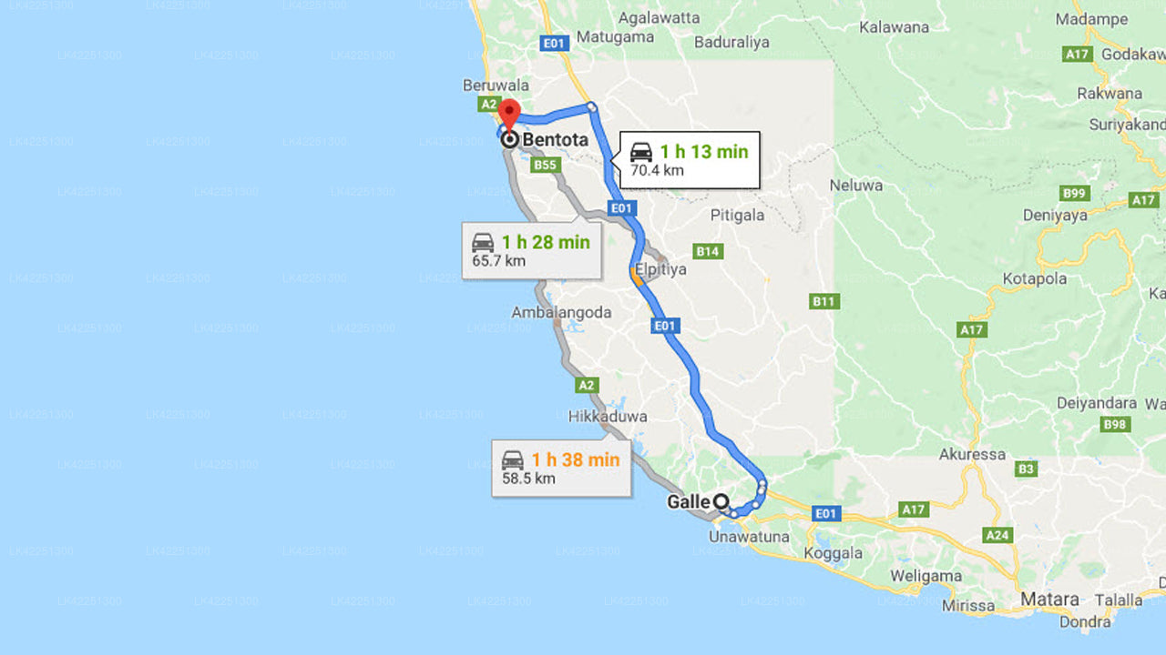 Privater Transfer von Galle City nach Bentota City