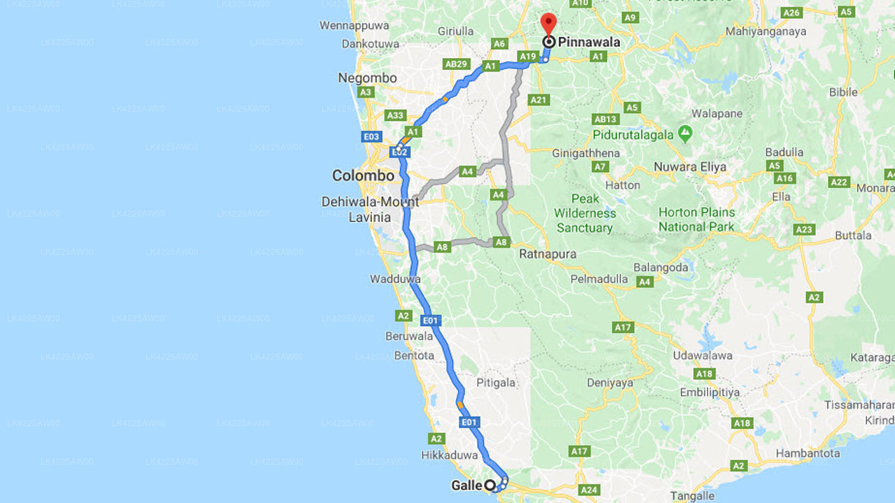 Privater Transfer von Galle City nach Pinnawala City