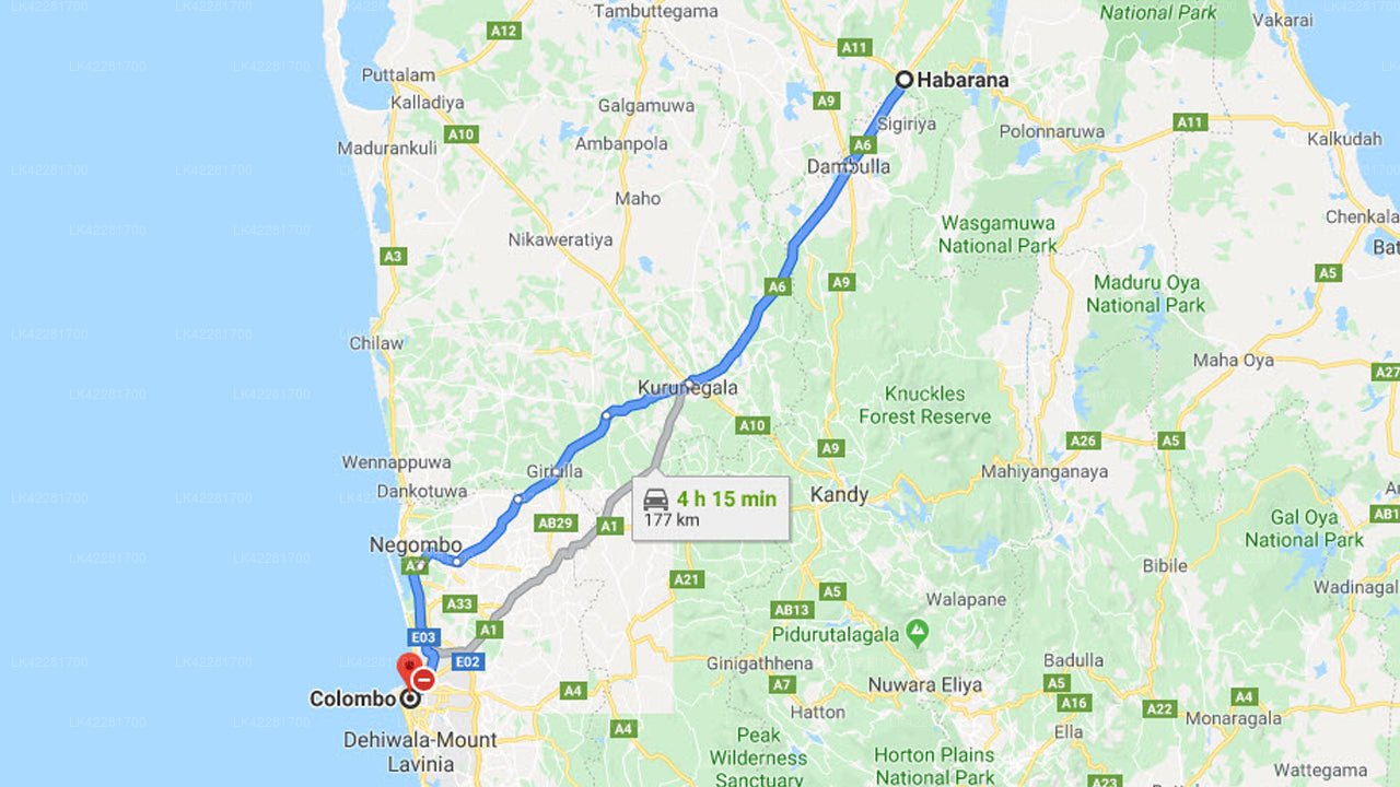 Privater Transfer von Habarana City nach Colombo City