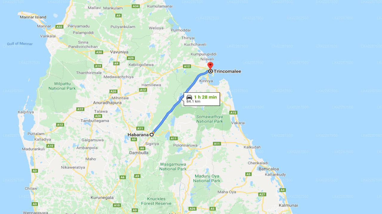 Privater Transfer von Habarana City nach Trincomalee City