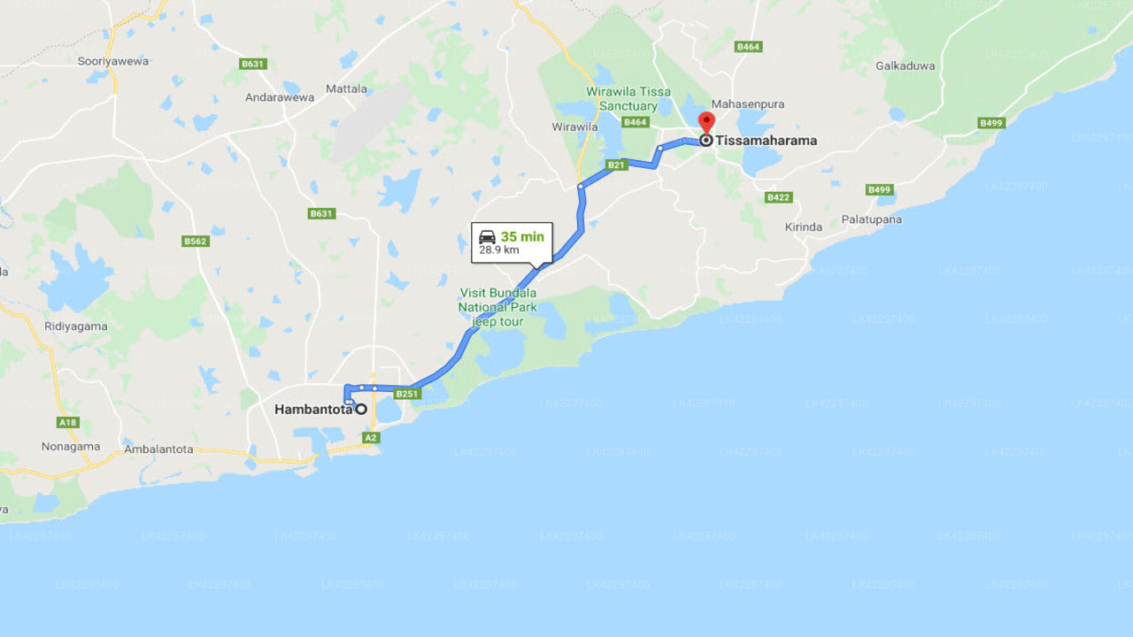 Privater Transfer von Hambantota City nach Tissamaharama City