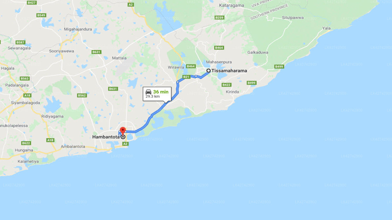 Privater Transfer von Tissamaharama City nach Hambantota City
