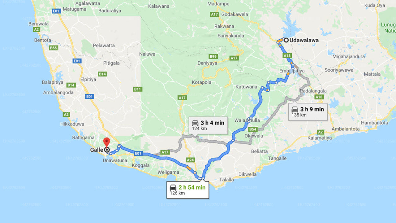 Privater Transfer von Udawalawe City nach Galle City