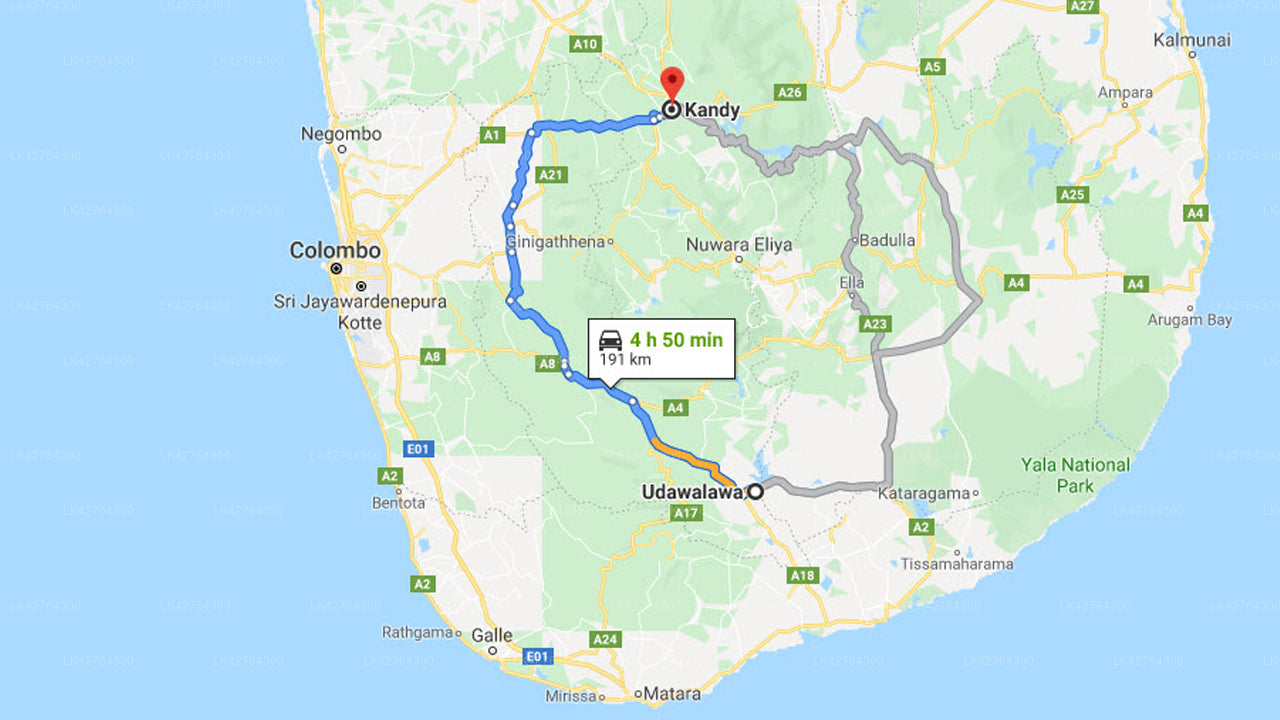 Privater Transfer von Udawalawe City nach Kandy City