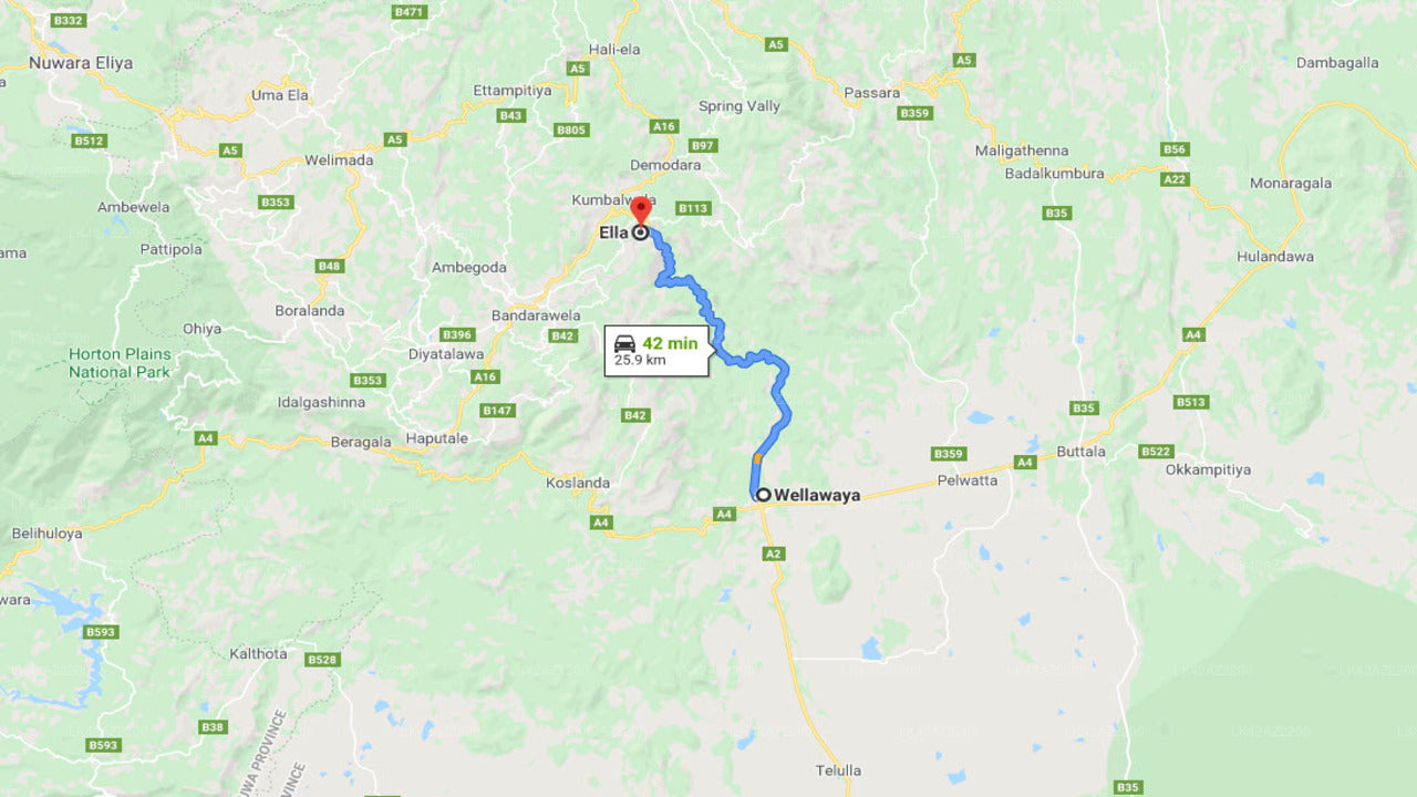 Privater Transfer von Wellawaya City nach Ella City