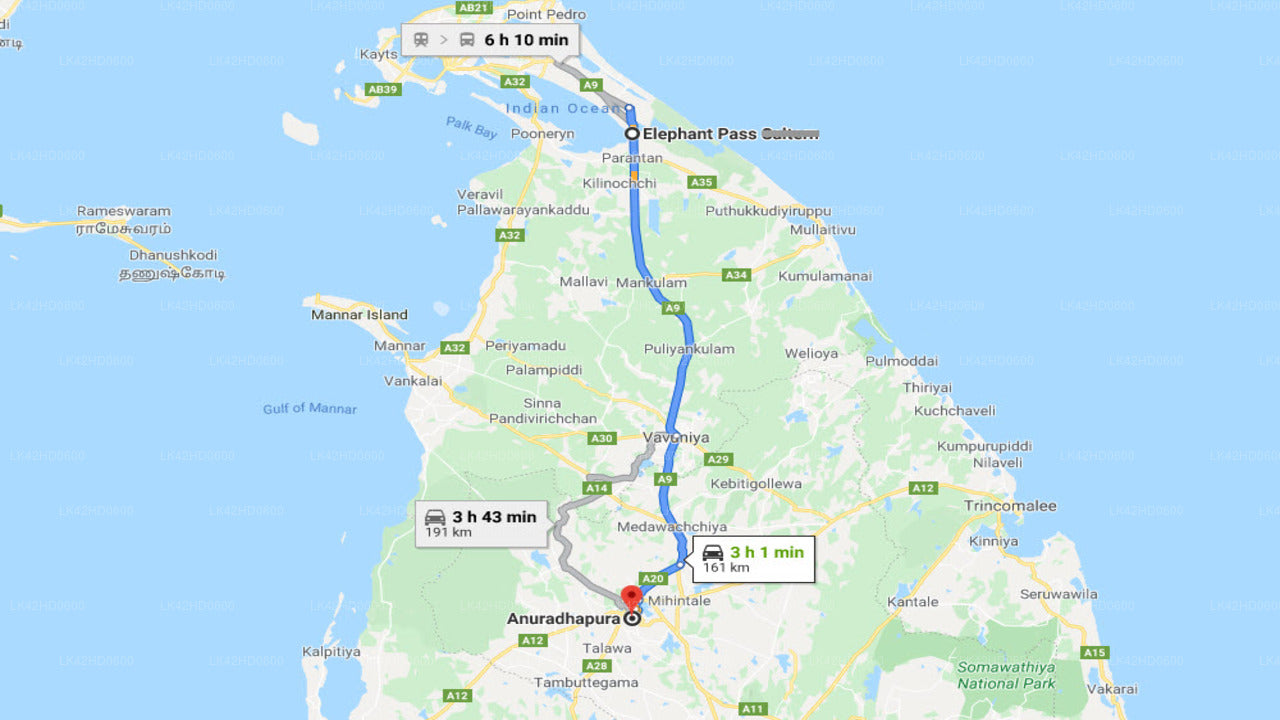 Privater Transfer von Elephant Pass City nach Anuradhapura City