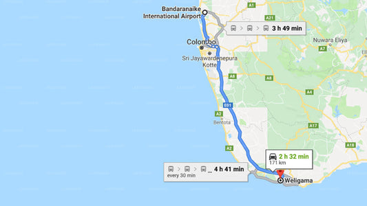 Transfer zwischen dem Flughafen Colombo (CMB) und dem Weligama Bay Resort, Weligama
