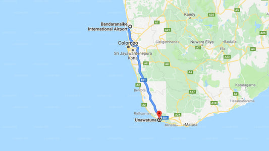 Transfer zwischen dem Flughafen Colombo (CMB) und der Villa in Paradise, Unawatuna