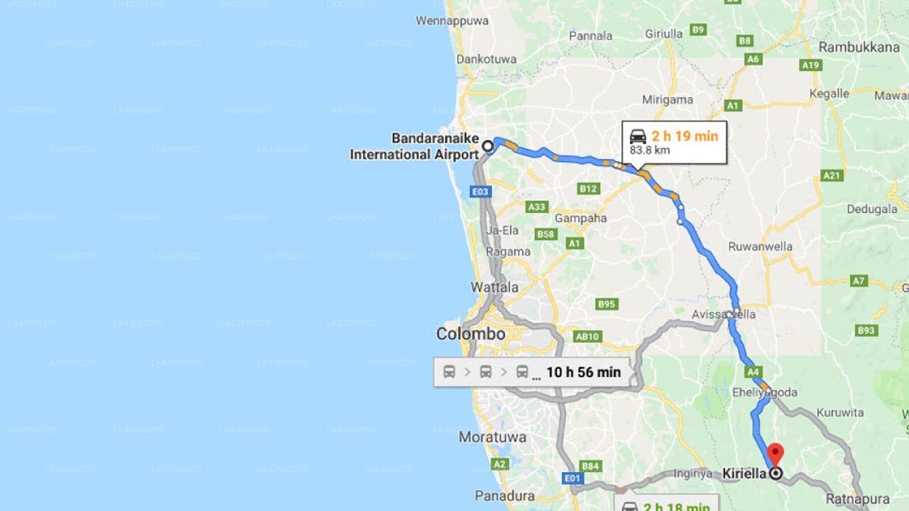 Transfer zwischen dem Flughafen Colombo (CMB) und dem Wijaya Holiday Resort, Kiriella