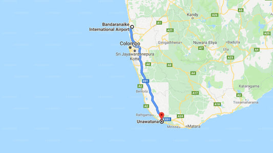 Transfer zwischen dem Flughafen Colombo (CMB) und dem Black Beauty Guesthouse, Unawatuna