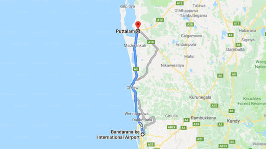 Transfer zwischen dem Flughafen Colombo (CMB) und dem Ranketha Guest House und Restaurant in Puttalam
