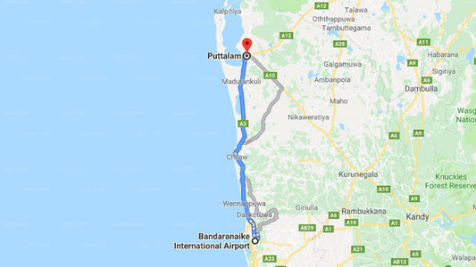 Transfer zwischen dem Flughafen Colombo (CMB) und Puttalam House, Puttalam