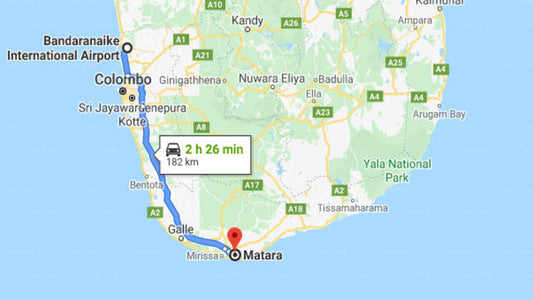Transfer zwischen dem Flughafen Colombo (CMB) und dem Eco Jungle Hideout, Matara