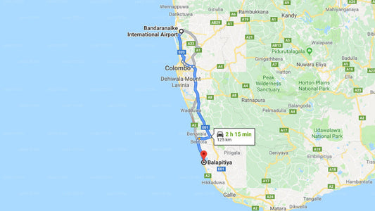 Transfer zwischen dem Flughafen Colombo (CMB) und dem Michelle Beach Hotel, Balapitiya