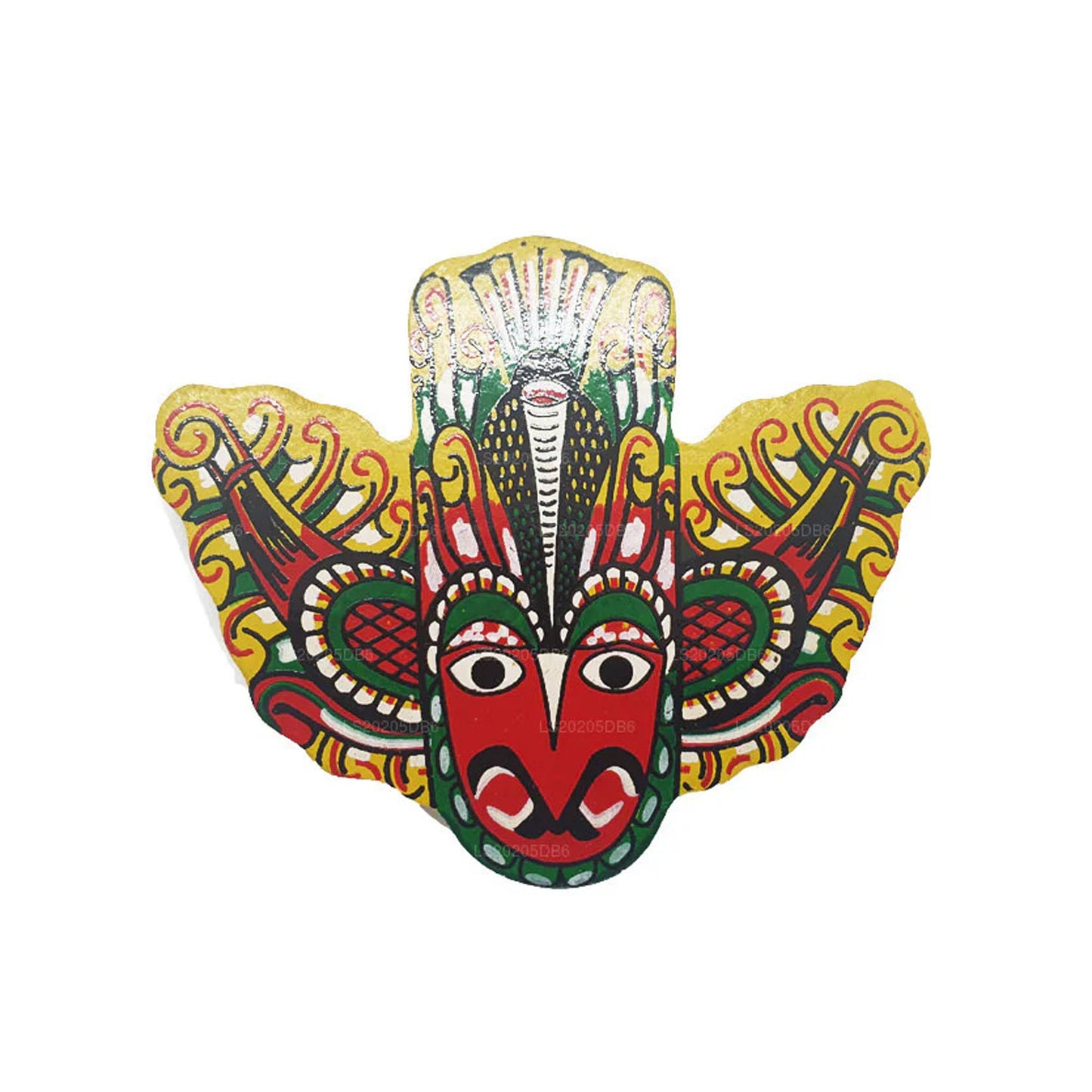Kühlschrankmagnet mit Gurulu-Raksha-Maske aus Sri Lanka