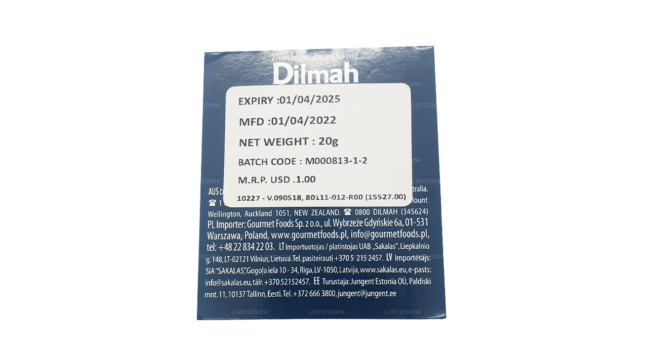 Dilmah Earl Grey Tea (20 g), 10 einzeln verpackte Teebeutel